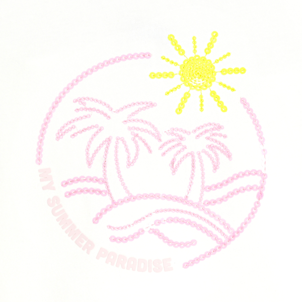 قميص داخلي أبيض عليه نقوش وترتر للفتيات